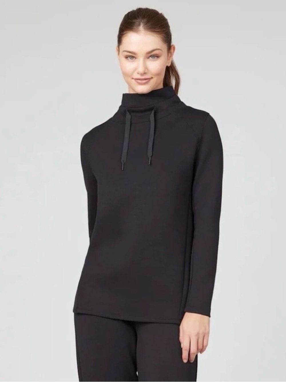 SPANX AirLuxe Black Cowl Neck Pullover Sweatshirt XL